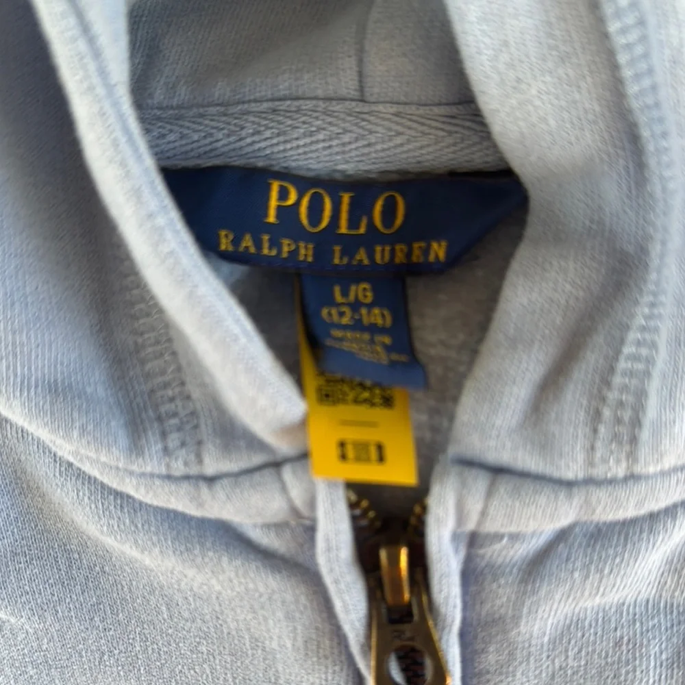Kids Large POLO (12-14) light Blue comfy sweatshirt Hoodie pink horse - Picture 2 of 8